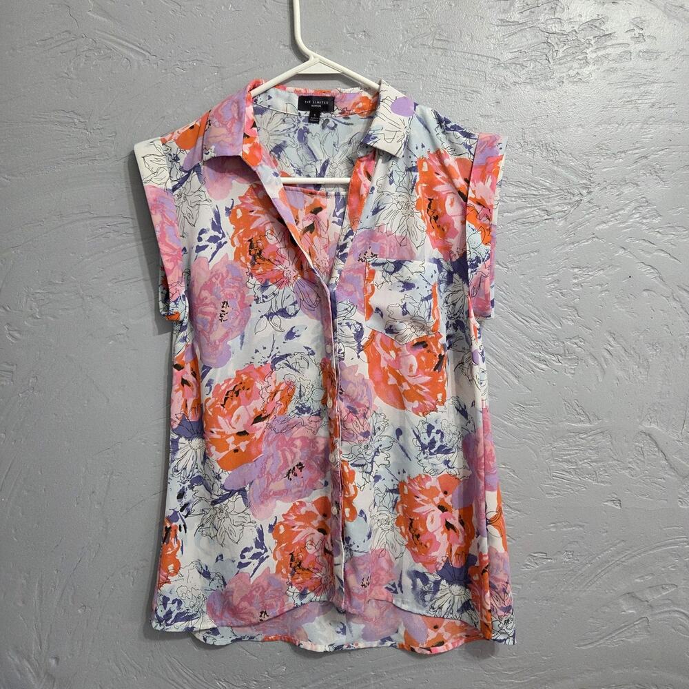 The Limited Woman's Multi-Colored Short Sleeve Button Down Blouse size S